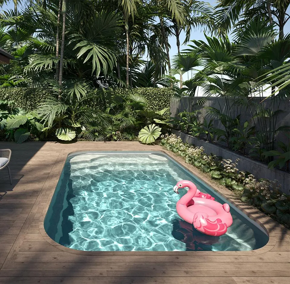 Piscine dans un jardin tropical