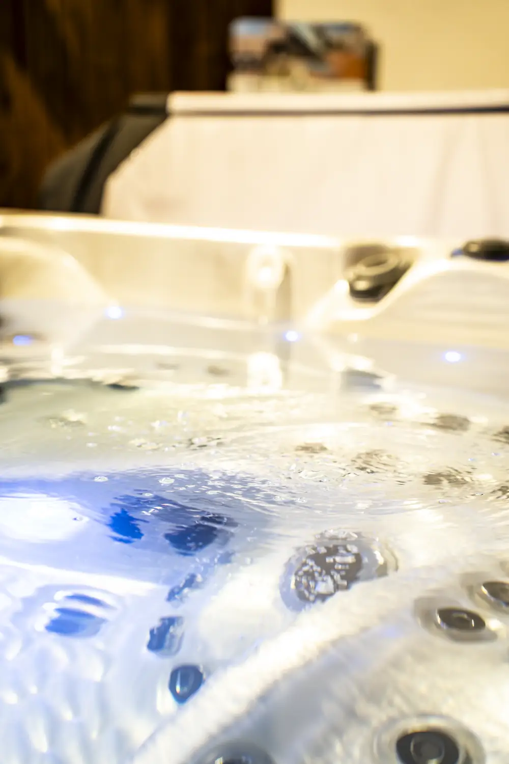 Détail hydromassage d'un spa exposé